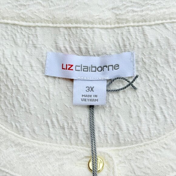 Liz Claiborne Women's Pullover 3/4 Sleeve Cream Blouse Plus Size 3X NWT - Picture 8 of 12